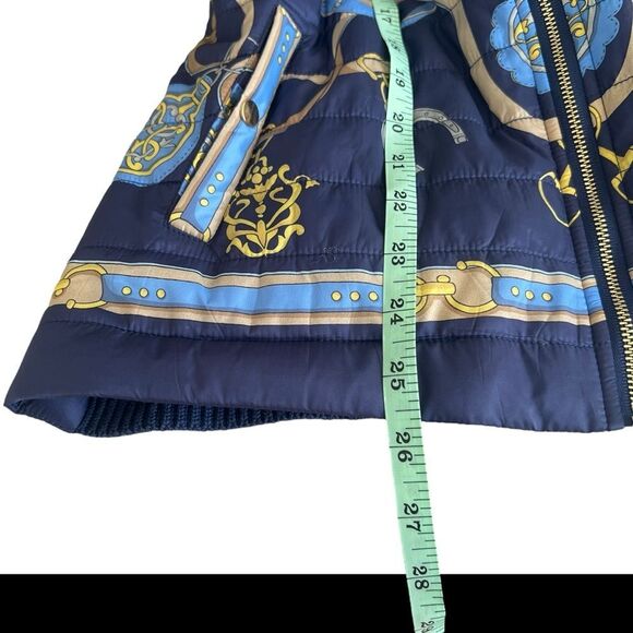 J. McLaughlin Andie Equestrian Print Navy Puffer Sweater Jacket Medium - Picture 8 of 10